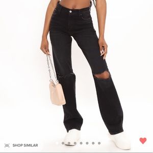 Fashionova Black Straight Leg Jeans